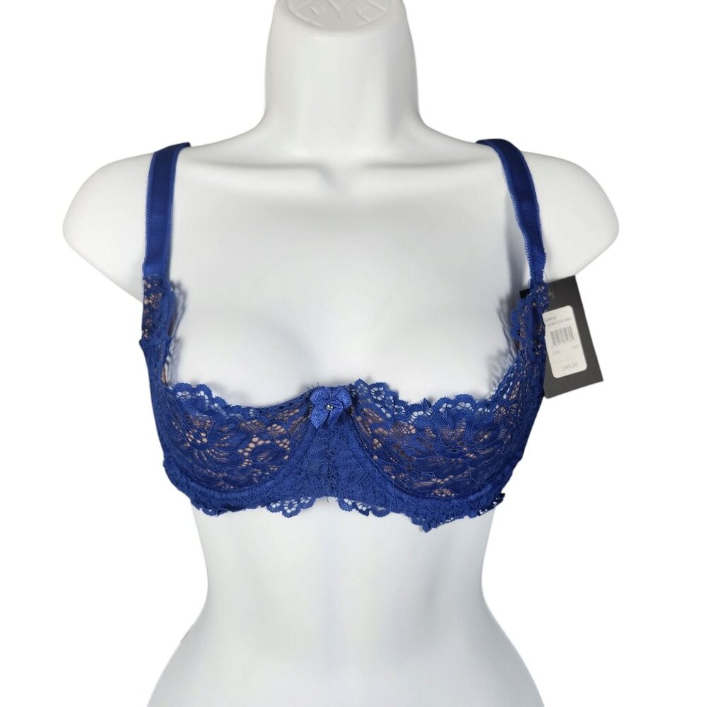 Fredericks Of Hollywood Sandie Lace Blue Underwire Bra 34D